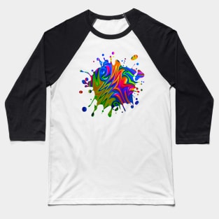 Psychedelic Rainbow Fractal Baseball T-Shirt